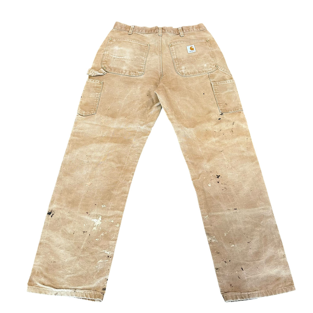 Vintage Carhartt Double Knee Tan Paint Splatter Pants (31)