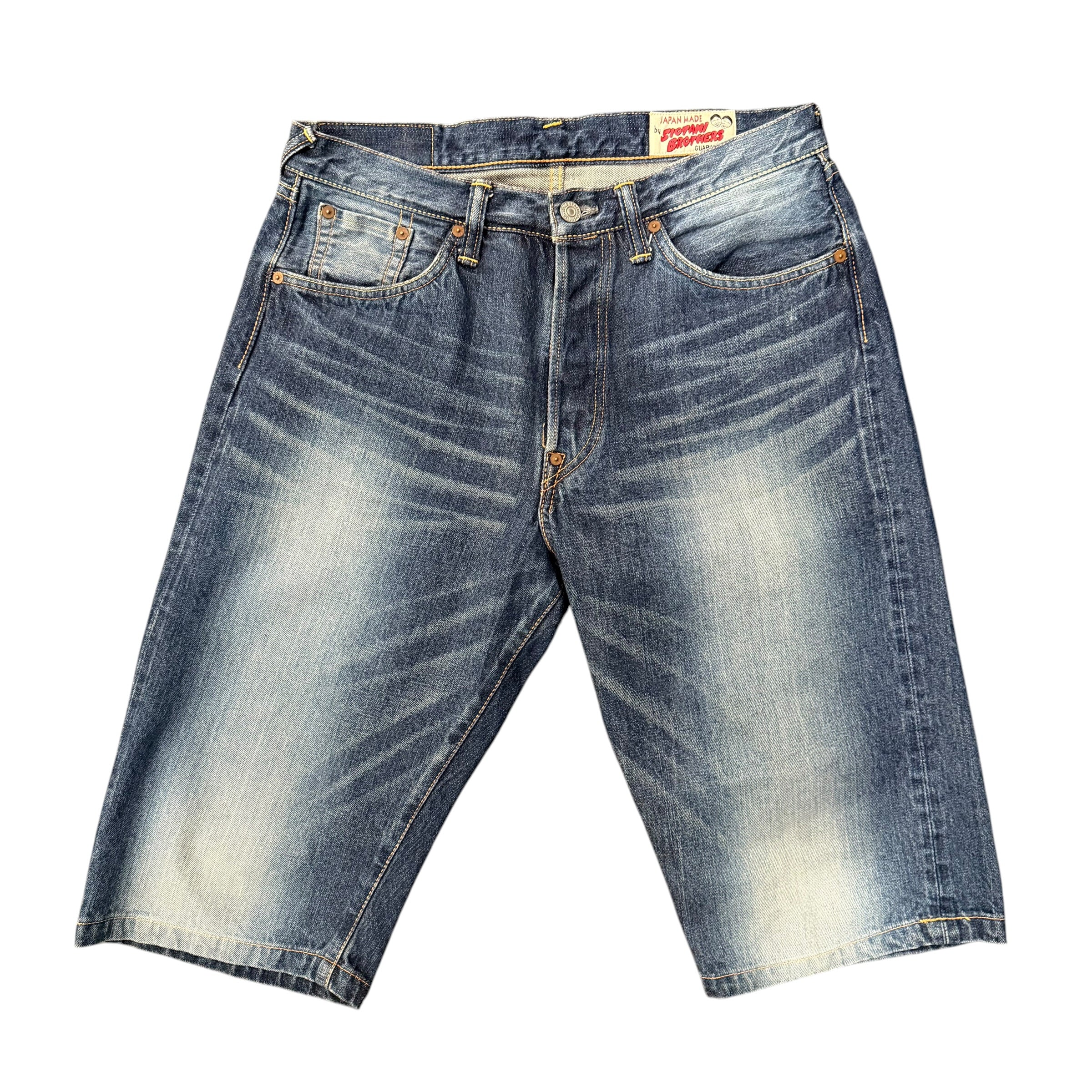 Evisu Blue/Cream Denim Shorts (32)