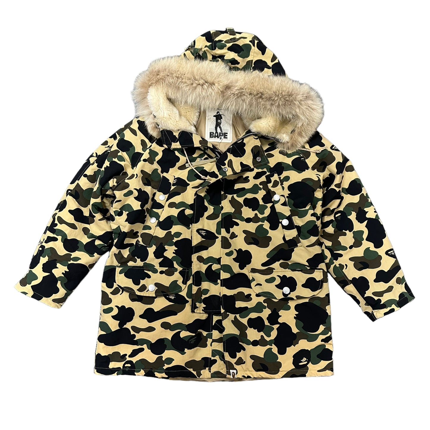 Bape Yellow Camo Snow Down Fur Jacket