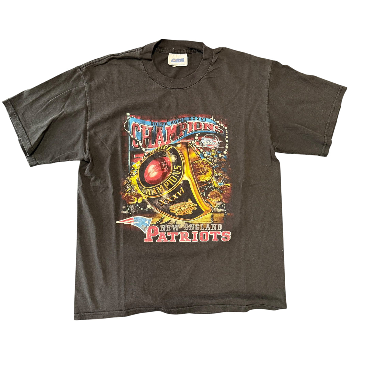 Vintage Black Faded Patriots Shirt