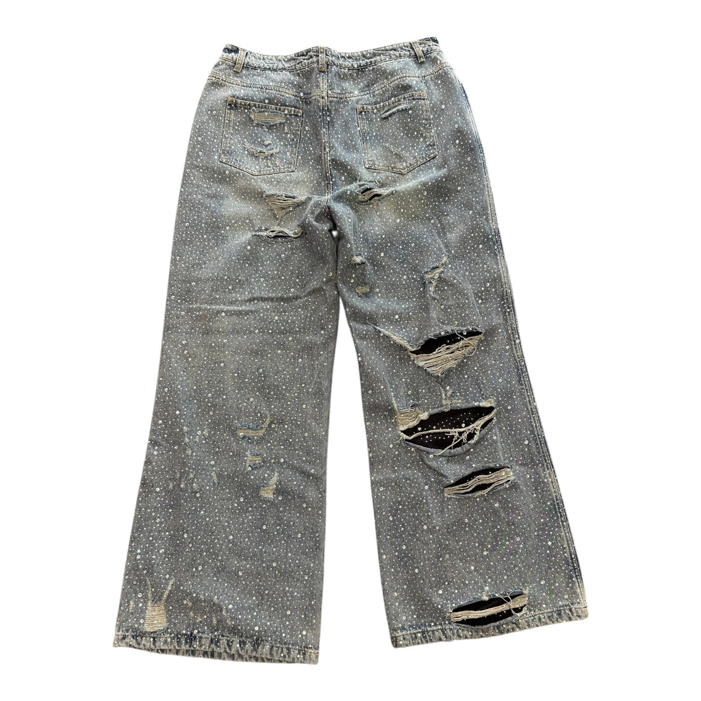 Vale Lives Rhinestone Distressed Denim