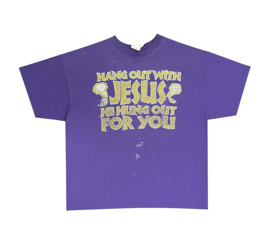 Vintage ‘Hang out with Jesus, He hung out for you’ Purple Tee