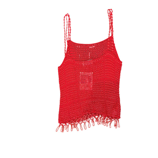 Joanna Beaded Crochet Top Red FDWMNS