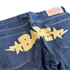 Bape Sta Denim/Gold Embroidered Jeans