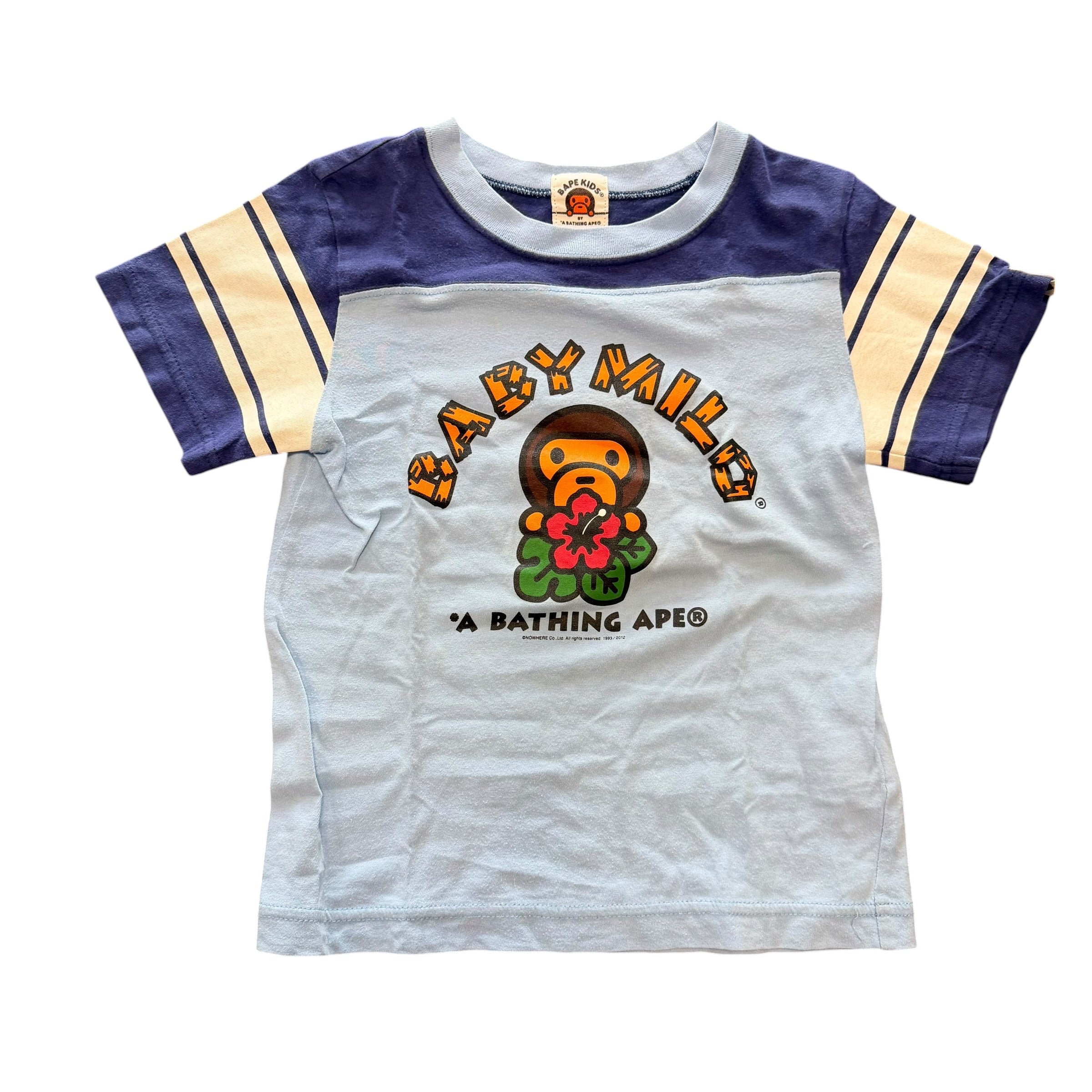 Bape Kids Milo Flower Blue Raglan Tee