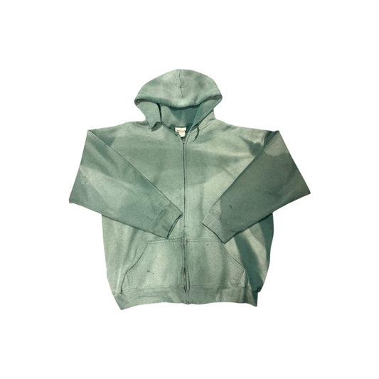 Vintage Faded Zip Up Hoodie Green