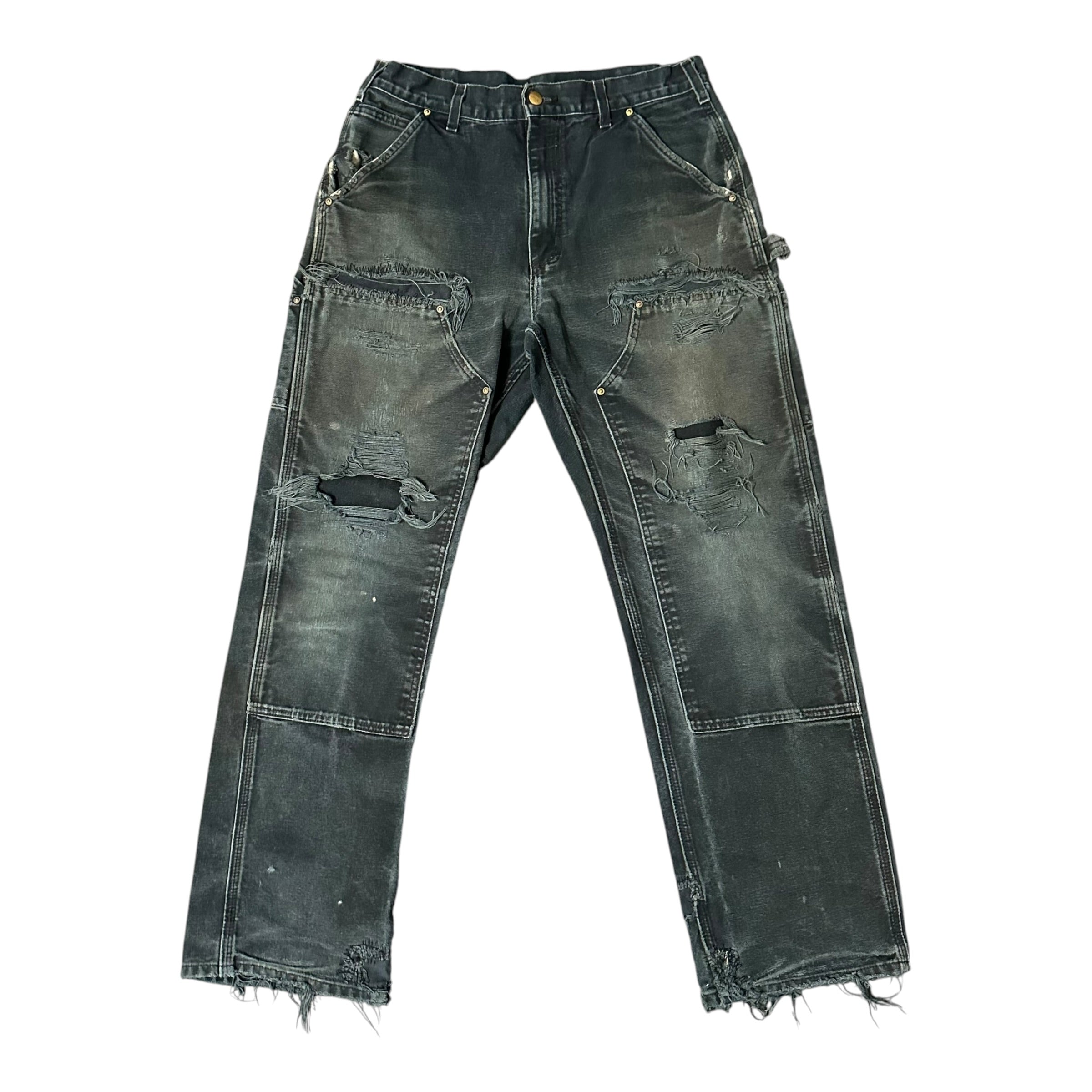 Vintage Carhartt Black Faded Distressed Double Knee(33x32)