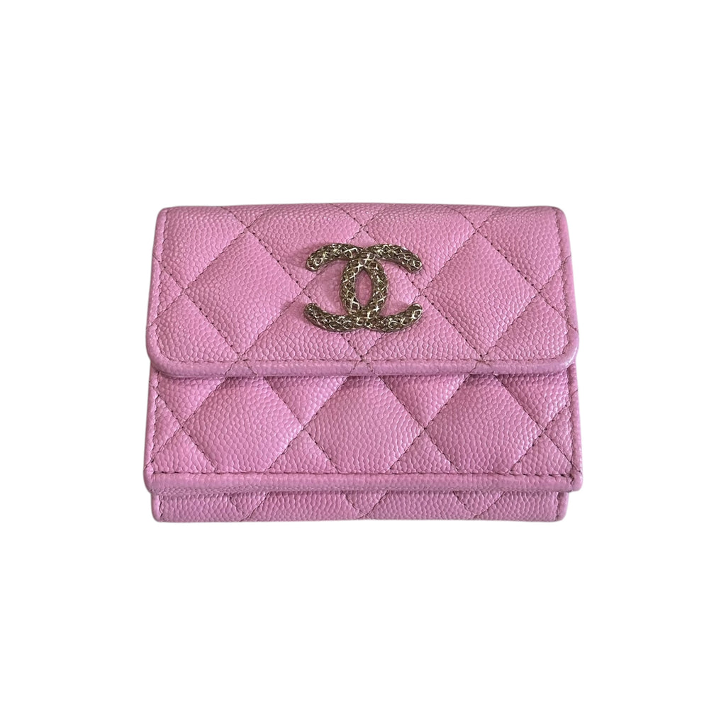 Chanel Caviar Quilted Crystal CC Flap Card Holder