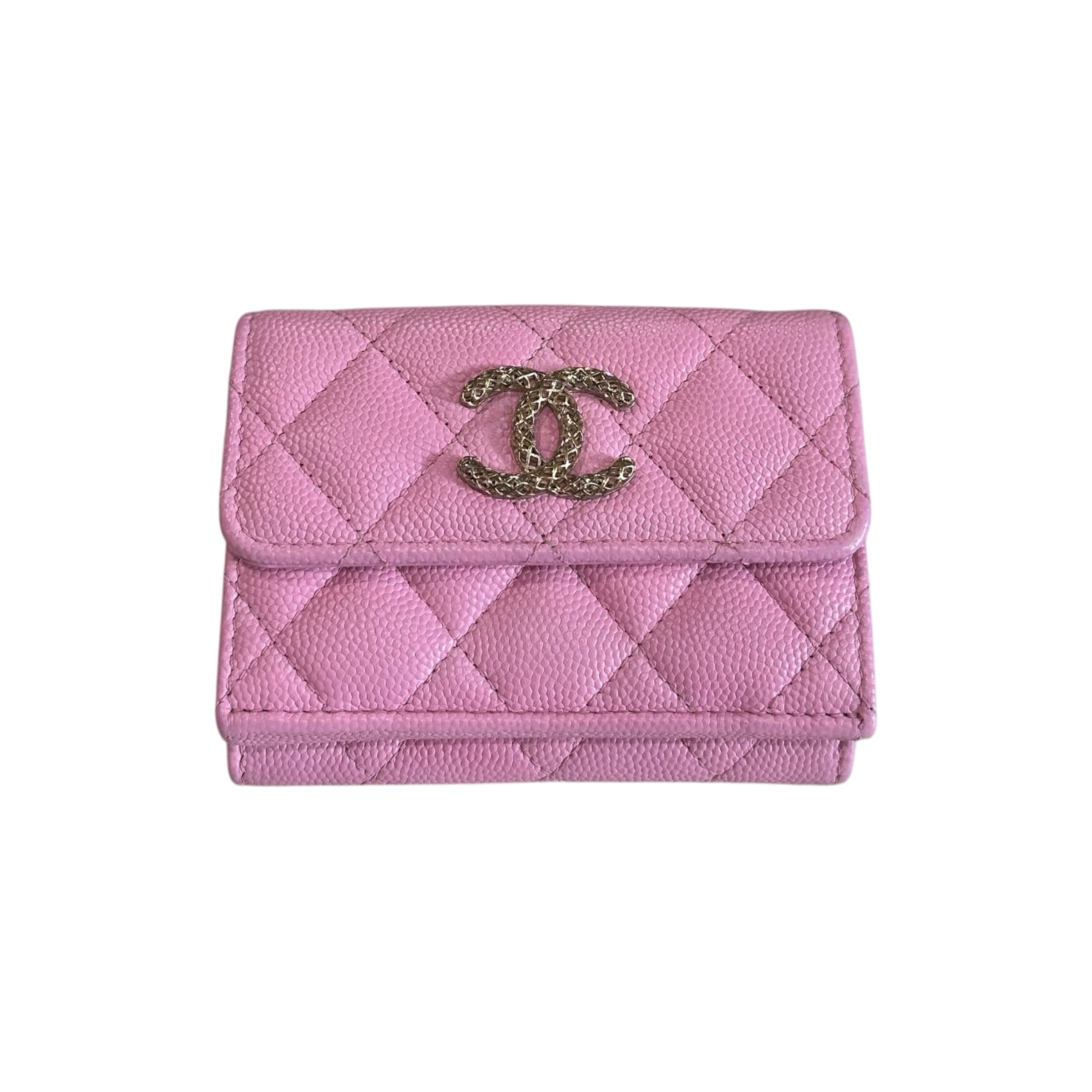 Chanel Caviar Quilted Crystal CC Flap Card Holder