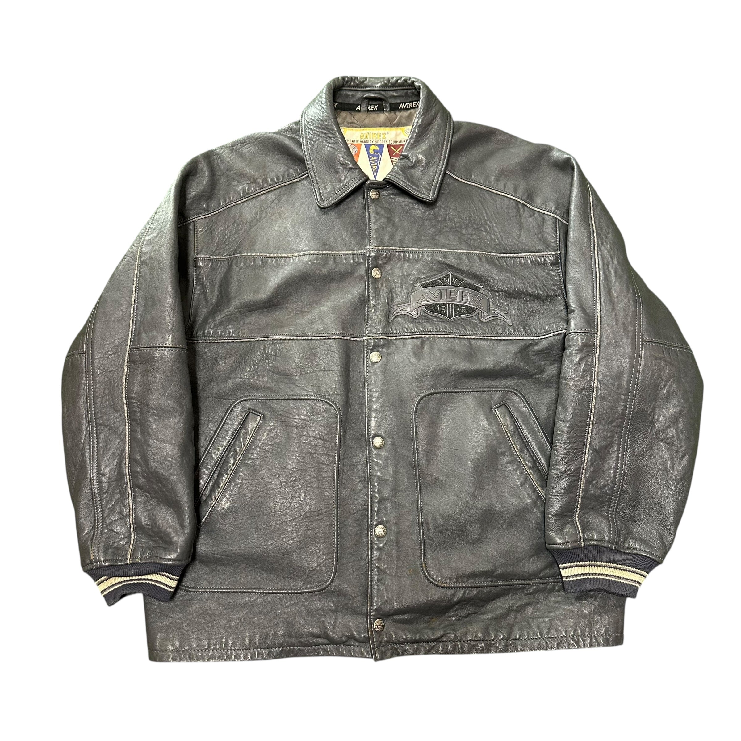 Vintage Avirex Grey Leather Jacket