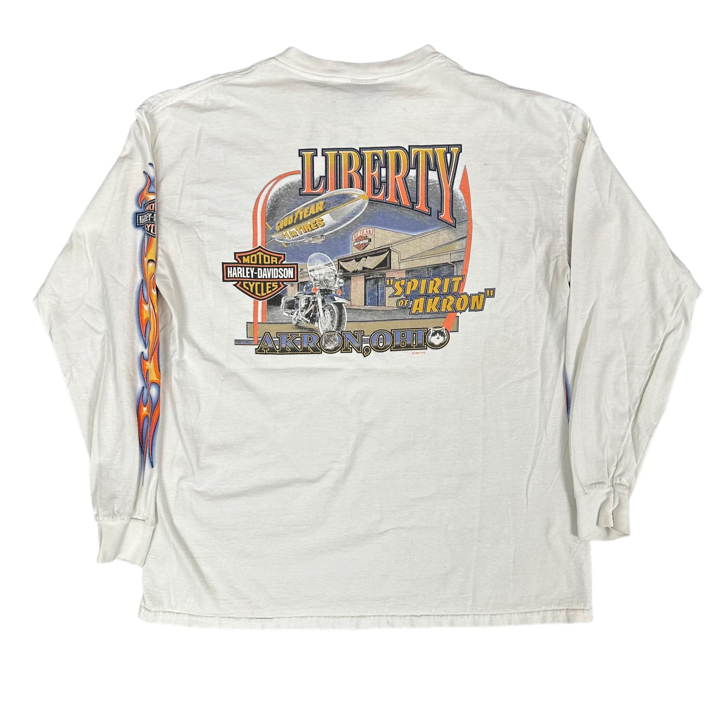 ‘01 Liberty Blue Flame Harley L/S Tee