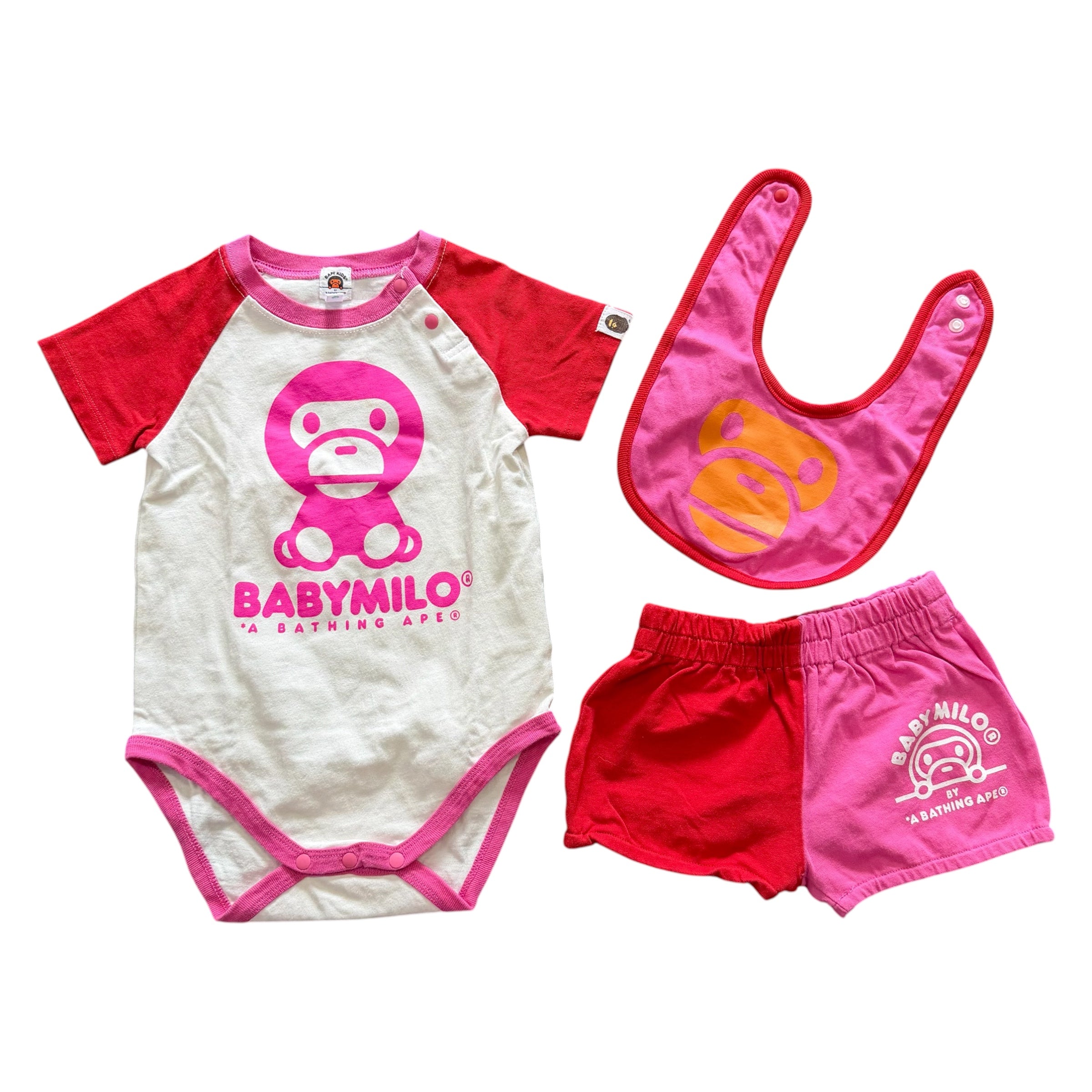 Kids Bape Baby Milo Pink/Red Set