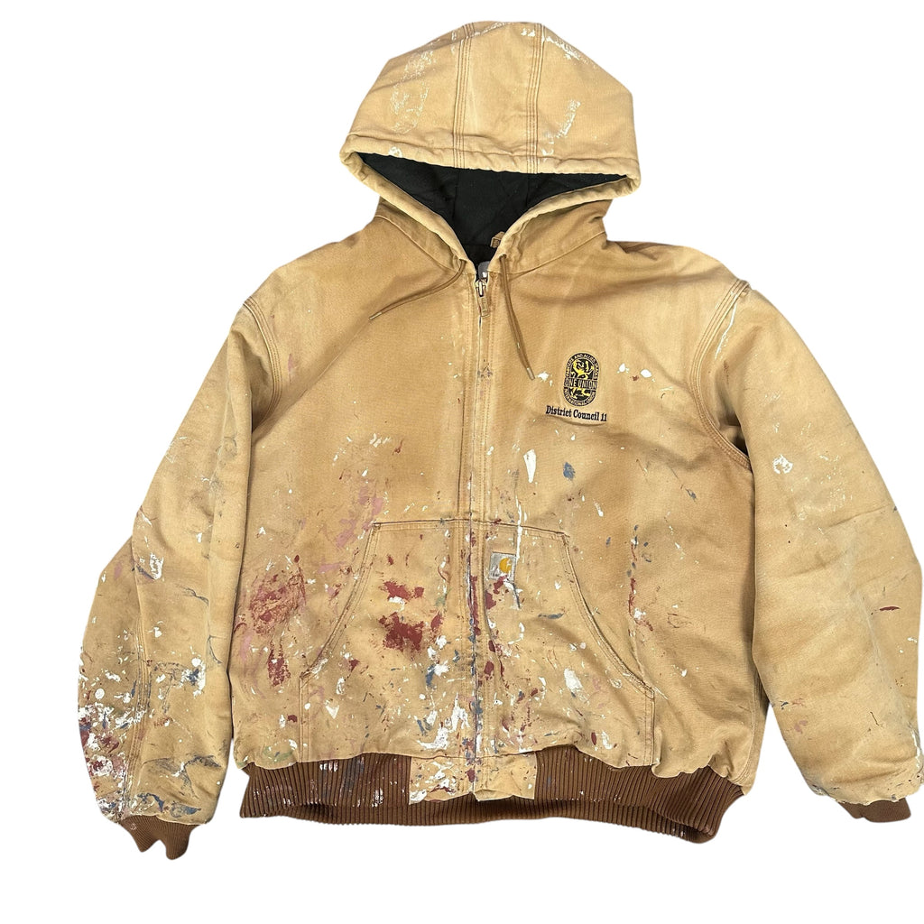 Vintage Carhartt Brown Duck Active Paint Splatter Jacket