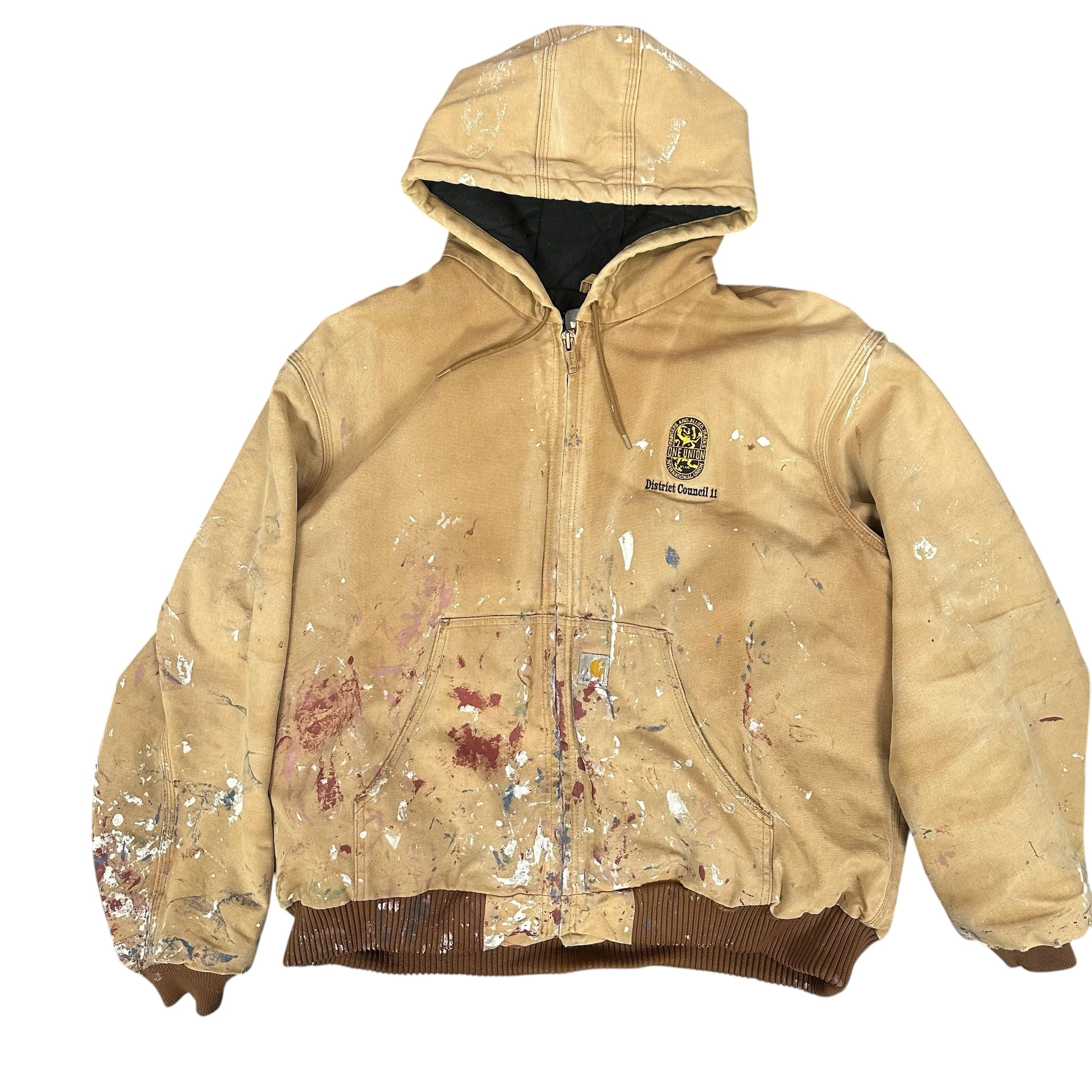 Vintage Carhartt Brown Duck Active Paint Splatter Jacket