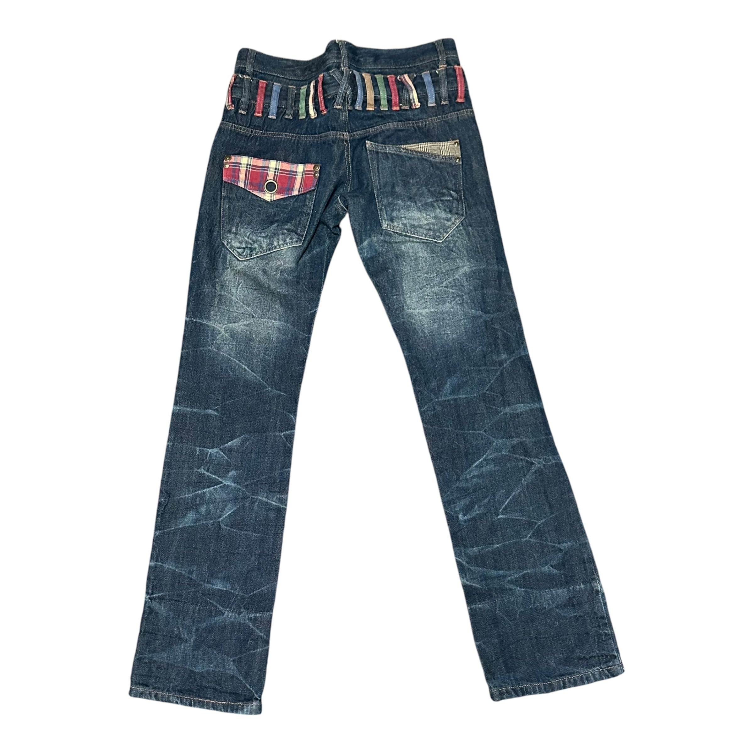 Double Focus Checkered Double Waist Jeans