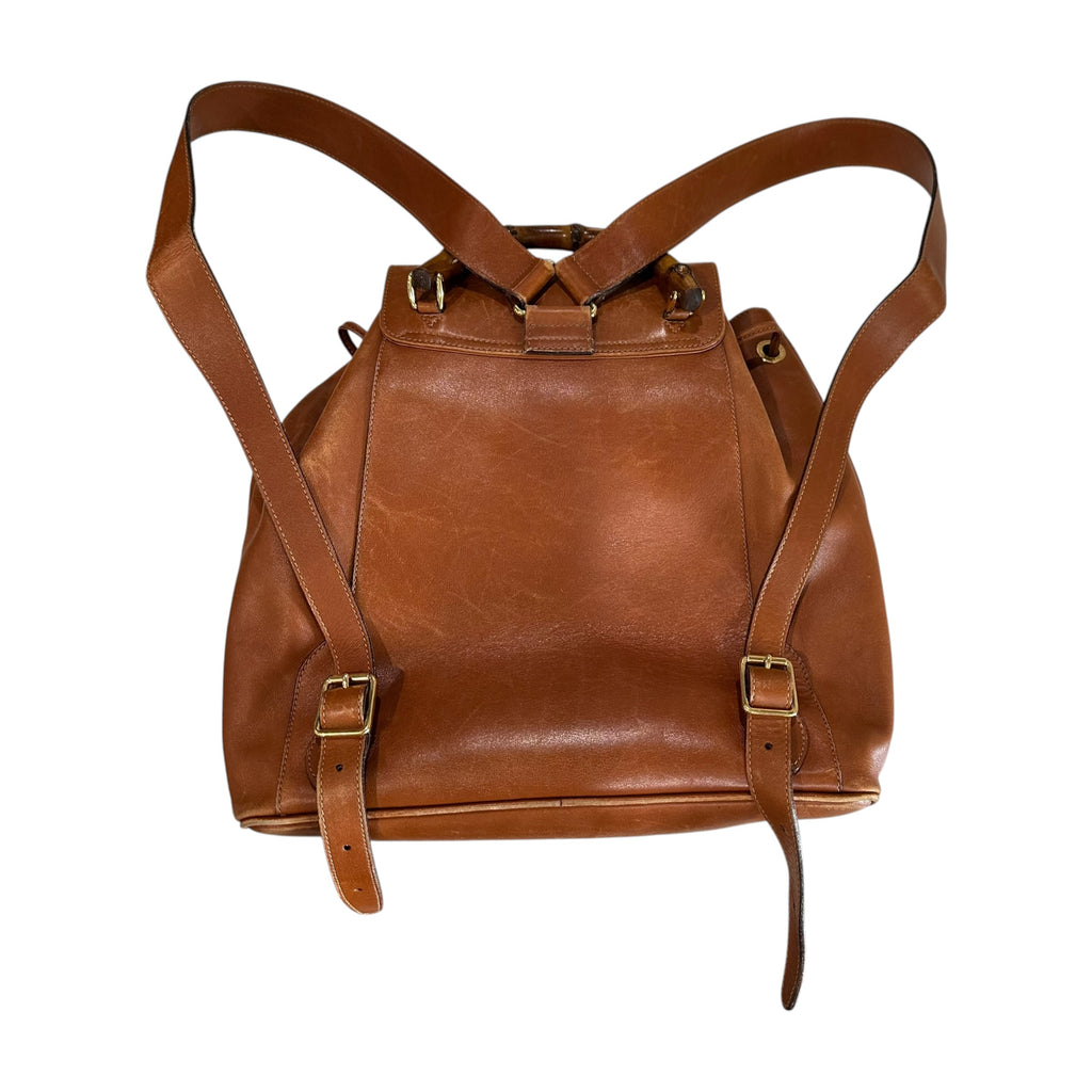 Vintage Gucci Calfskin Bamboo Backpack Brown