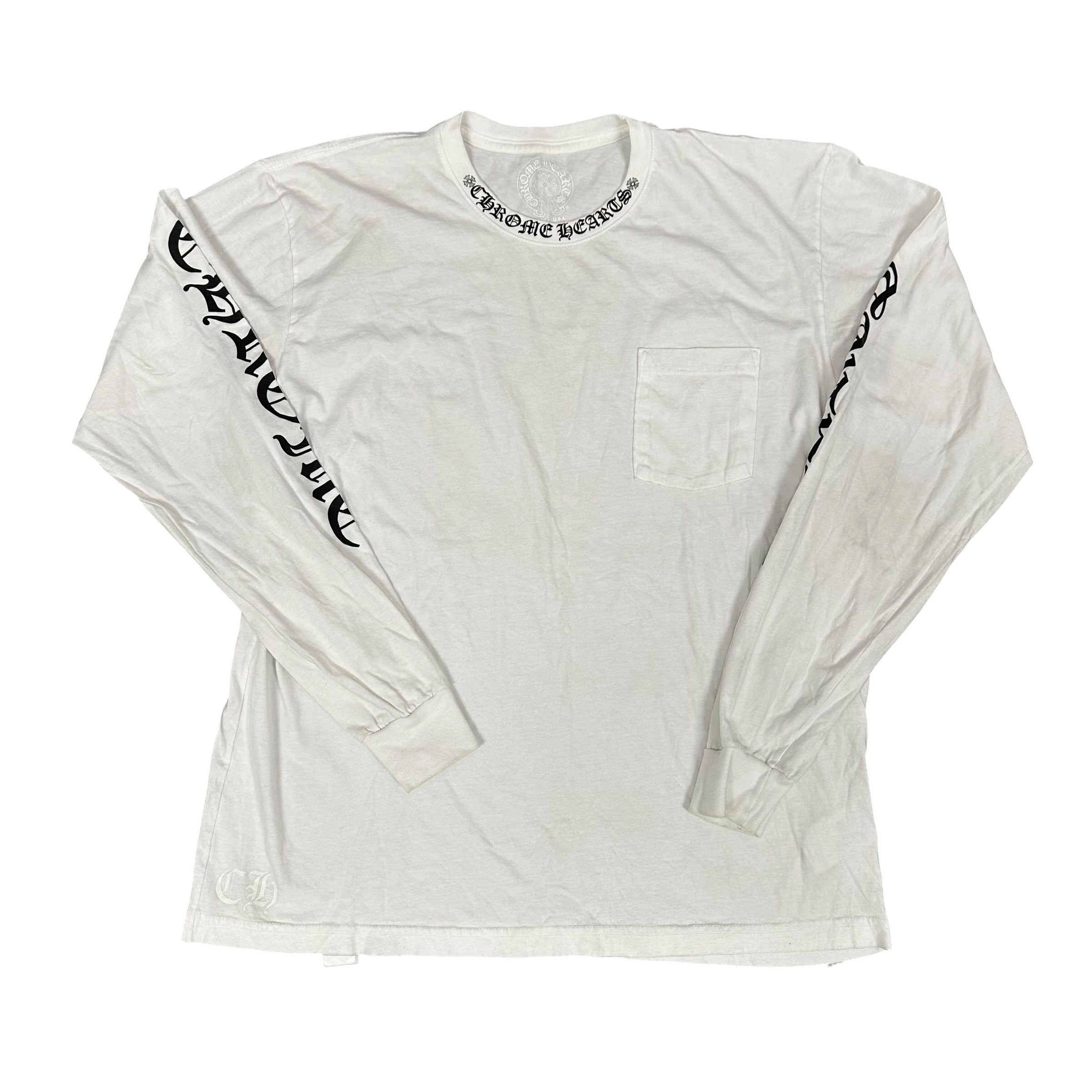 Chrome Hearts White L/S Neck Logo Tee
