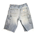 Vintage Carhartt Blue Distressed Double Knee Shorts(32)