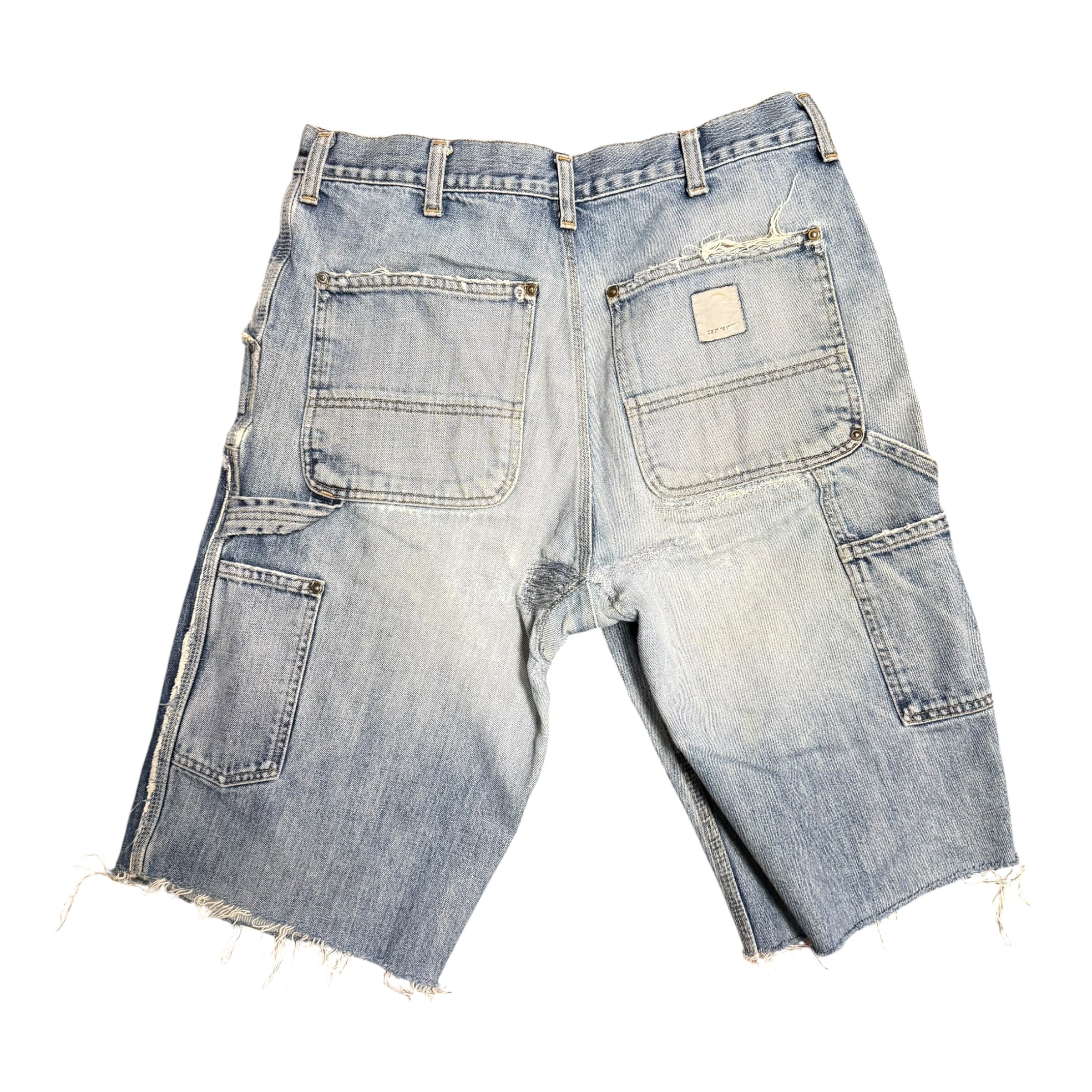 Vintage Carhartt Blue Distressed Double Knee Shorts(32)