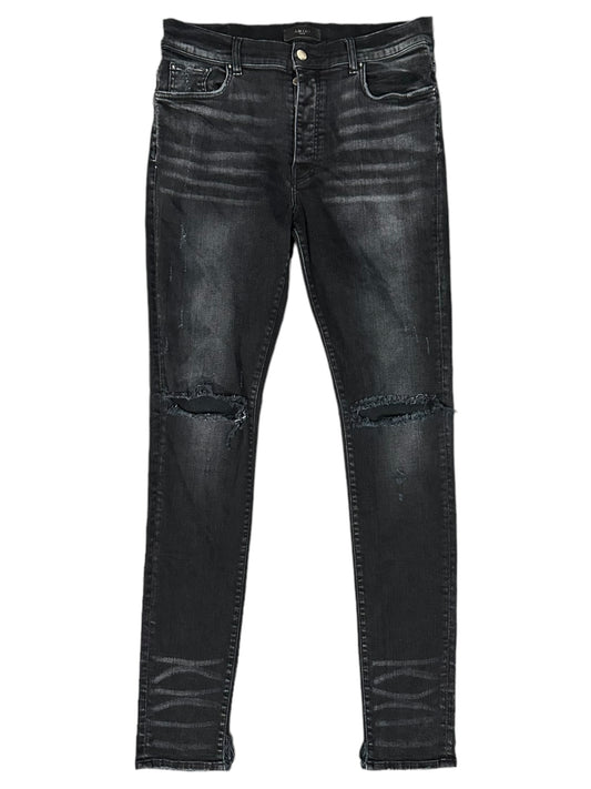 Amiri Black Wash Distressed Denim