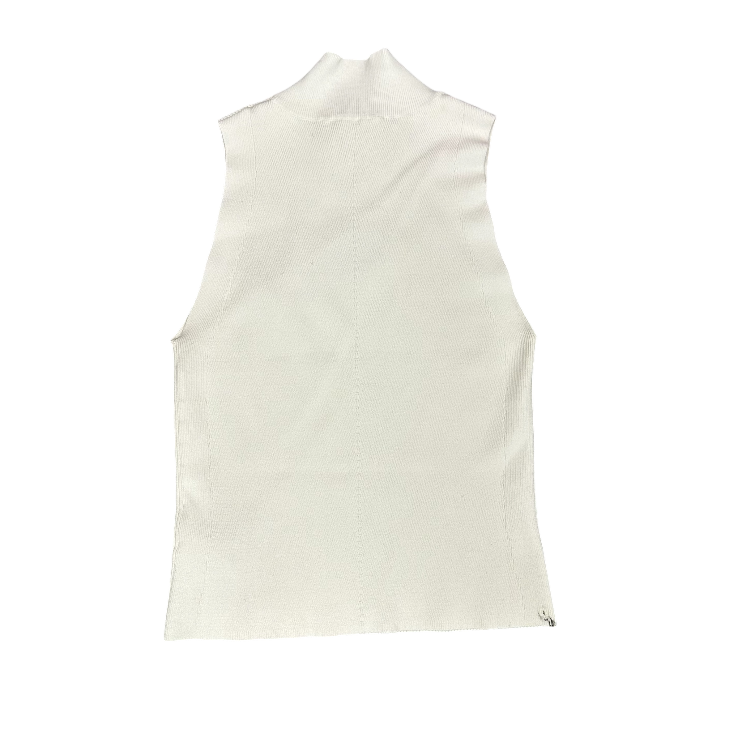 Diesel White Ribbed Tank Top