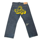 Vintage A Bathing Ape Yellow Print Denim Pants