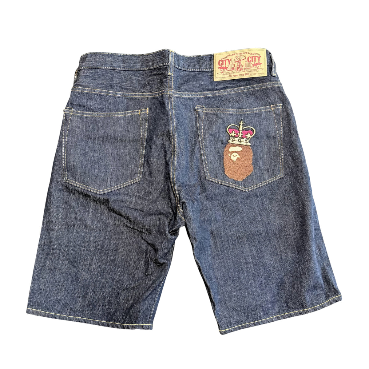Bape Ape Crown Denim Shorts