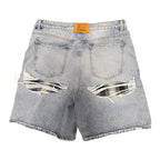 HMDD Denim/Plaid Distressed Shorts