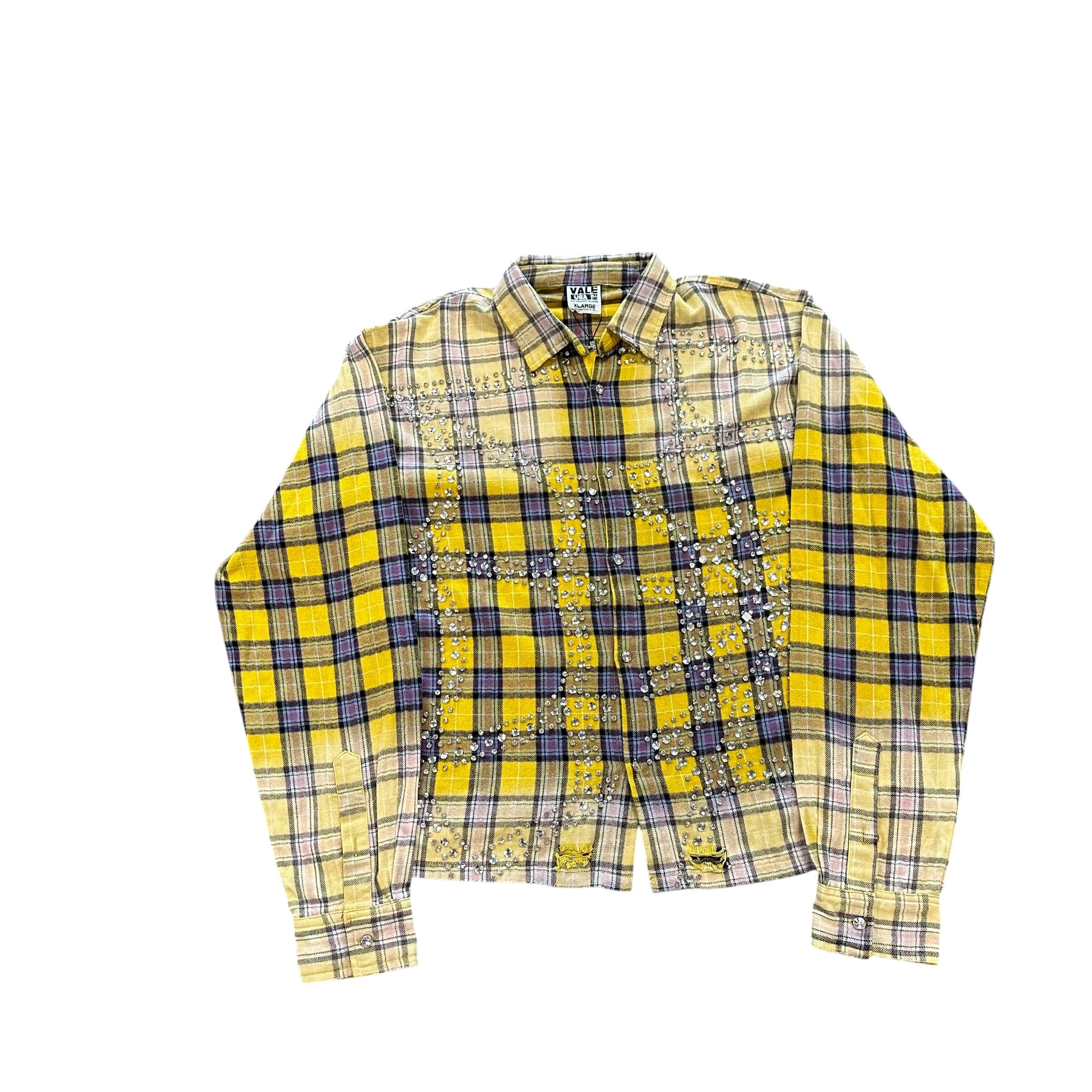 Vale Yellow Rhinestone Flannel