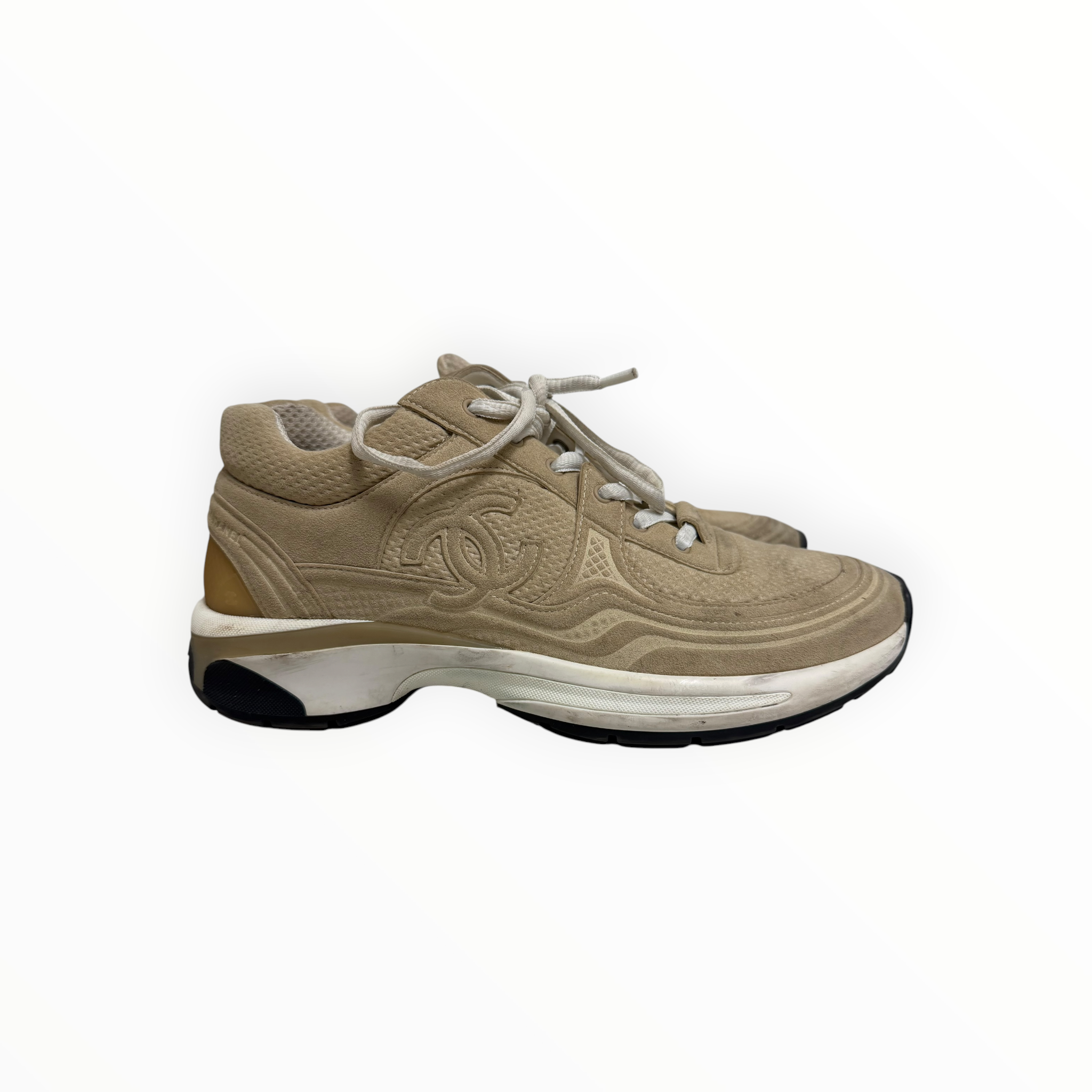 Chanel Beige Suede Trainers (NO BOX)