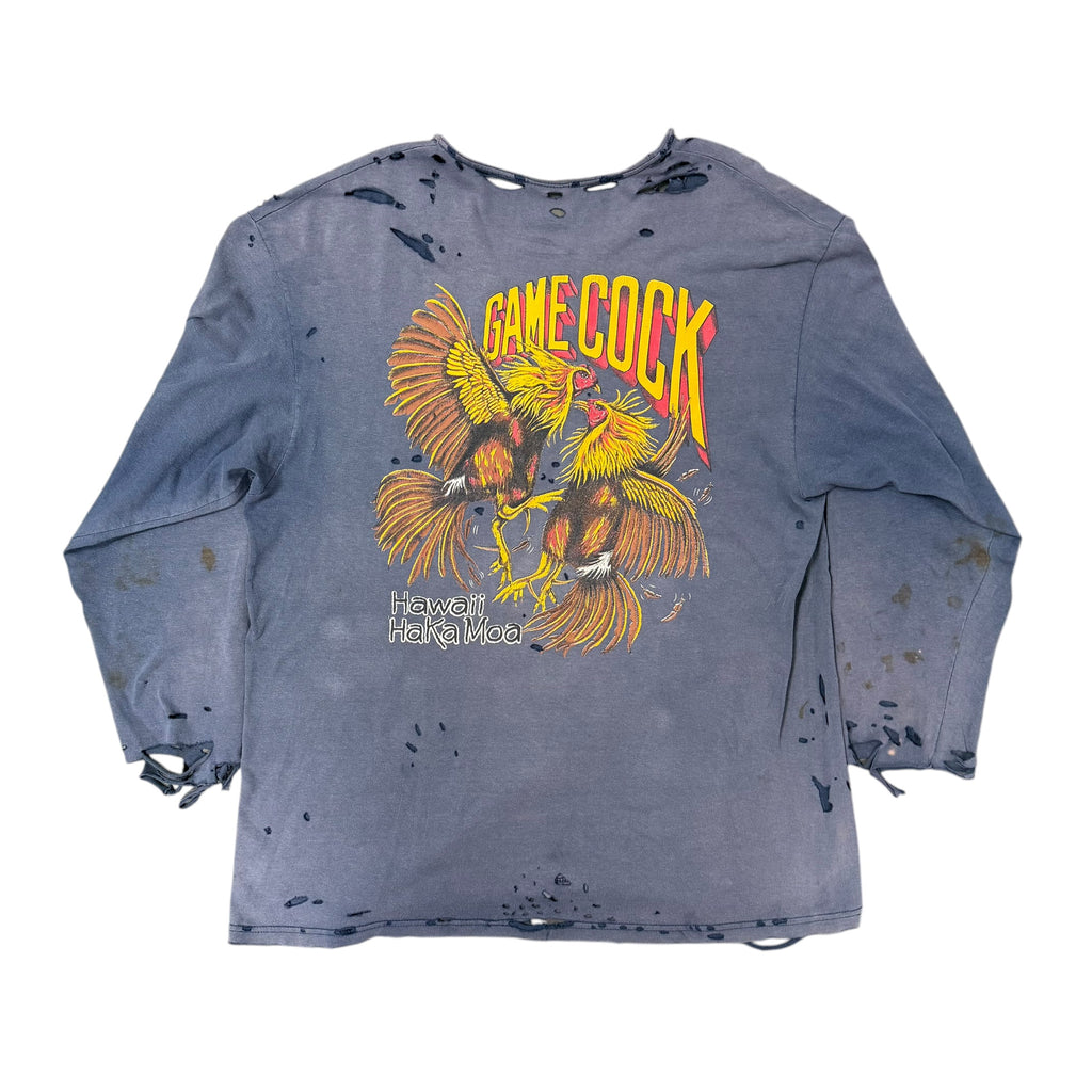 Vintage Game Cock Distressed L/S Navy Tee