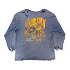 Vintage Game Cock Distressed L/S Navy Tee