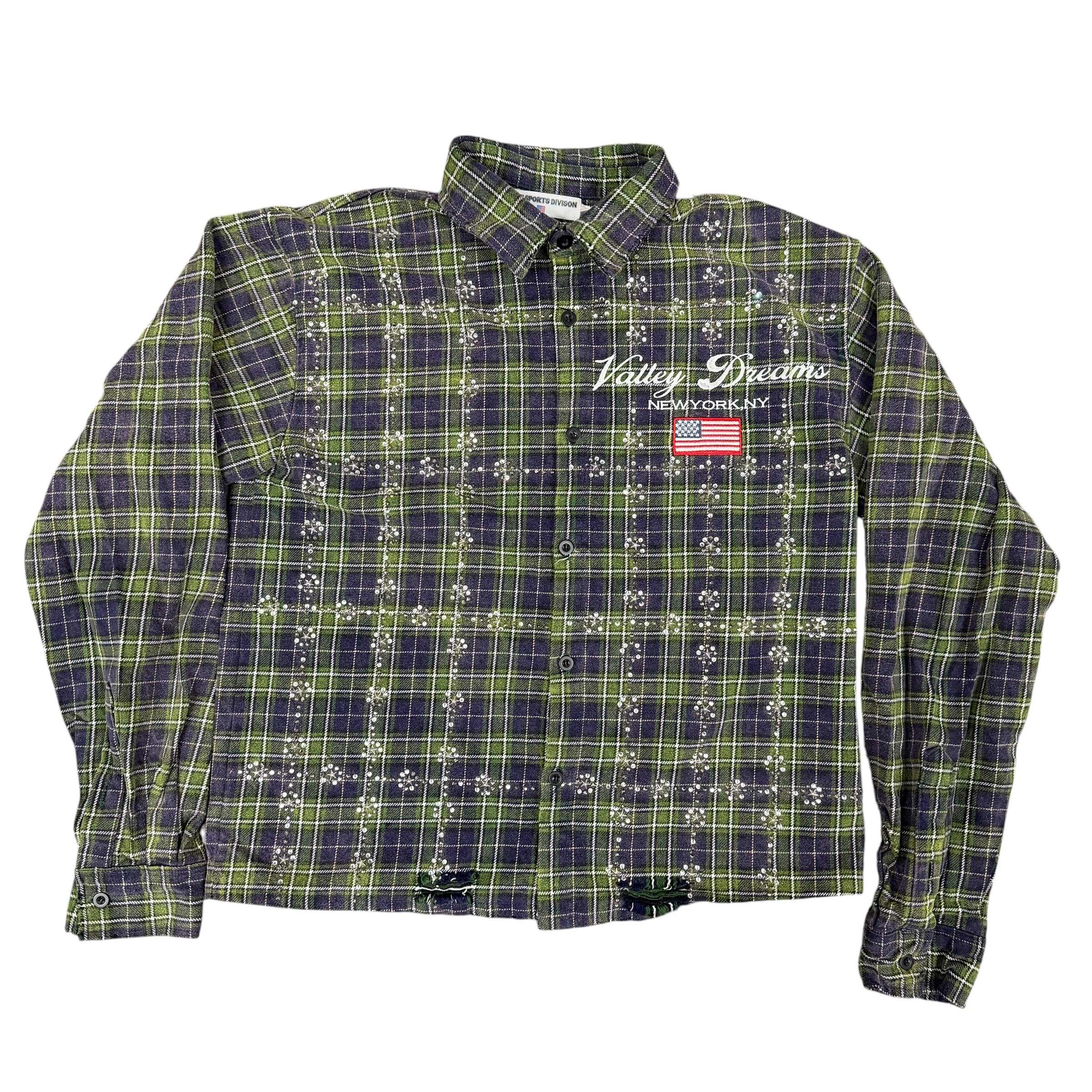 Vale Live Green/Purple Rhinestone Flannel