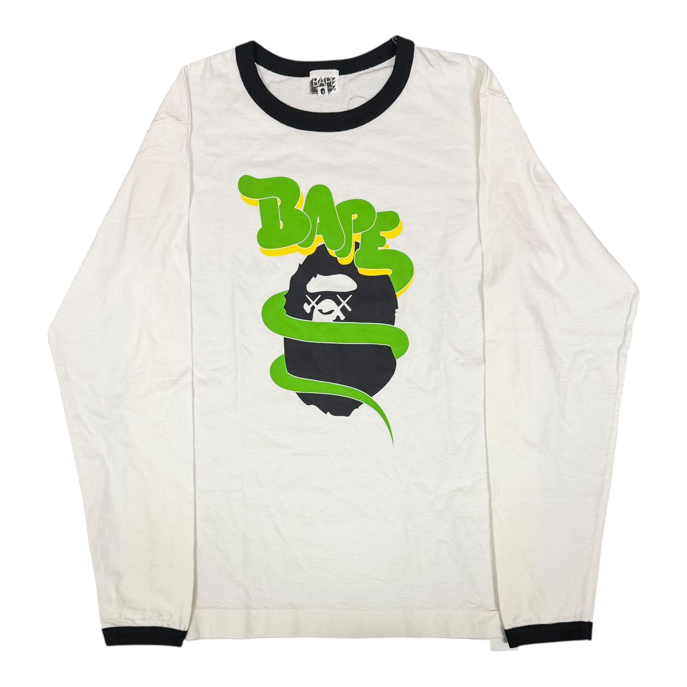 ‘06 Kaws x Bape White/Green L/S Tee