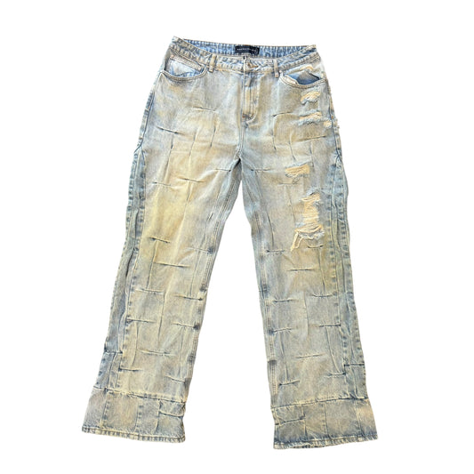 Who Decides War Blue Gathered Jeans