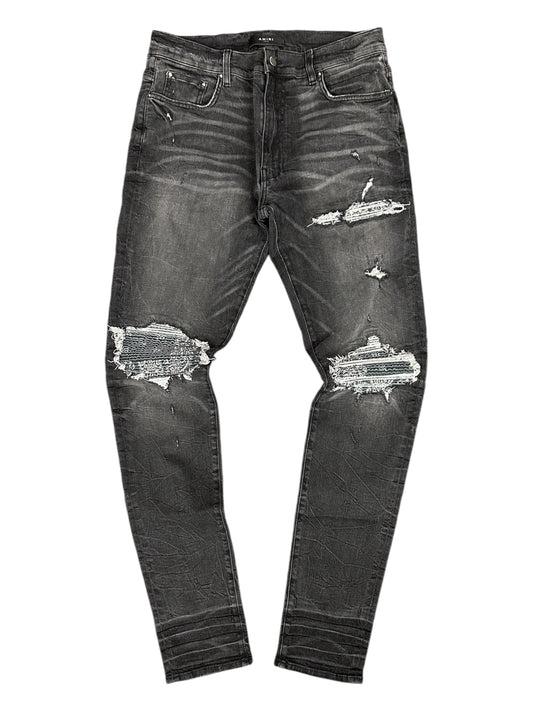 Amiri Black Paisley Distressed Jeans