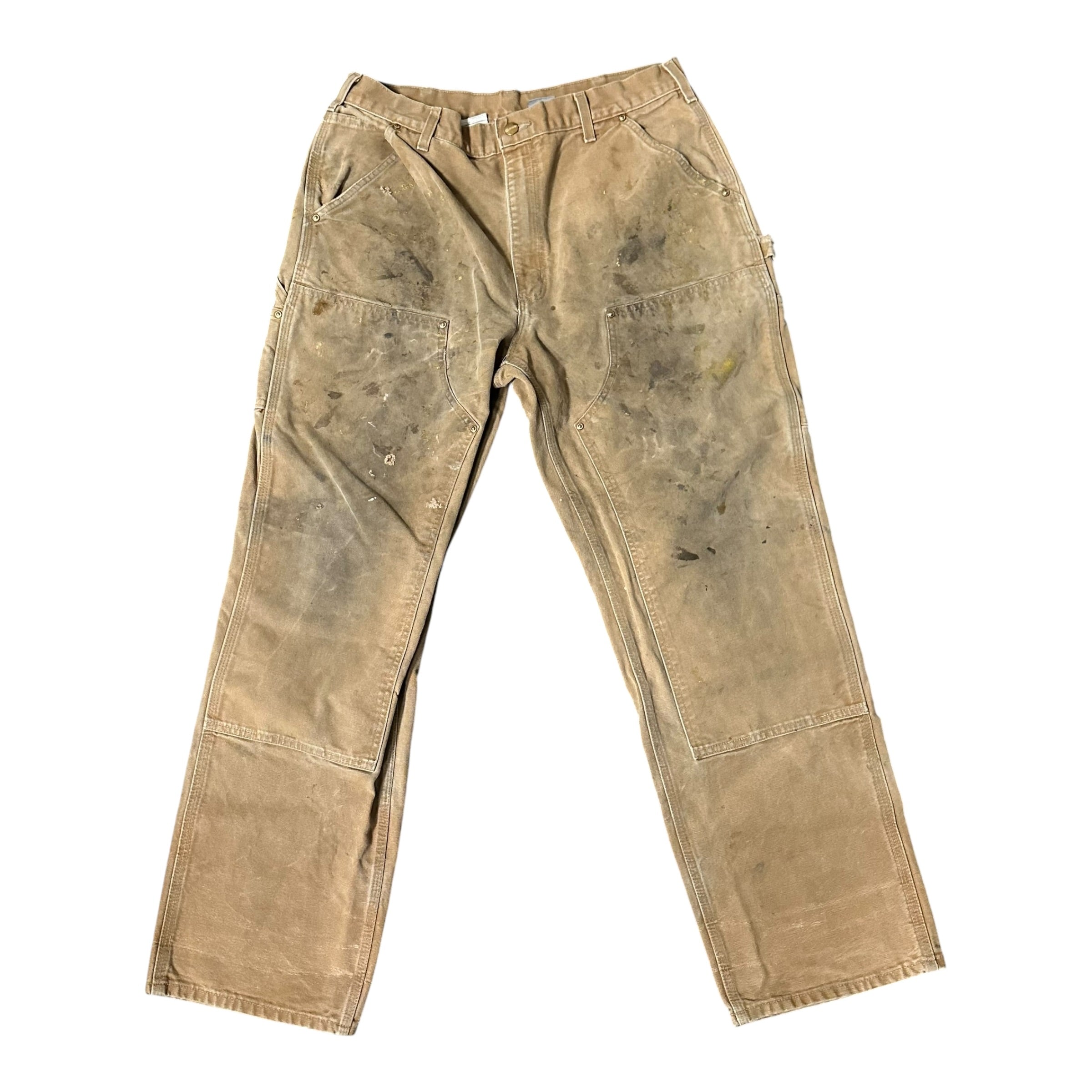 Vintage Carhartt Khaki/Black Distressed Double Knee(36x32)