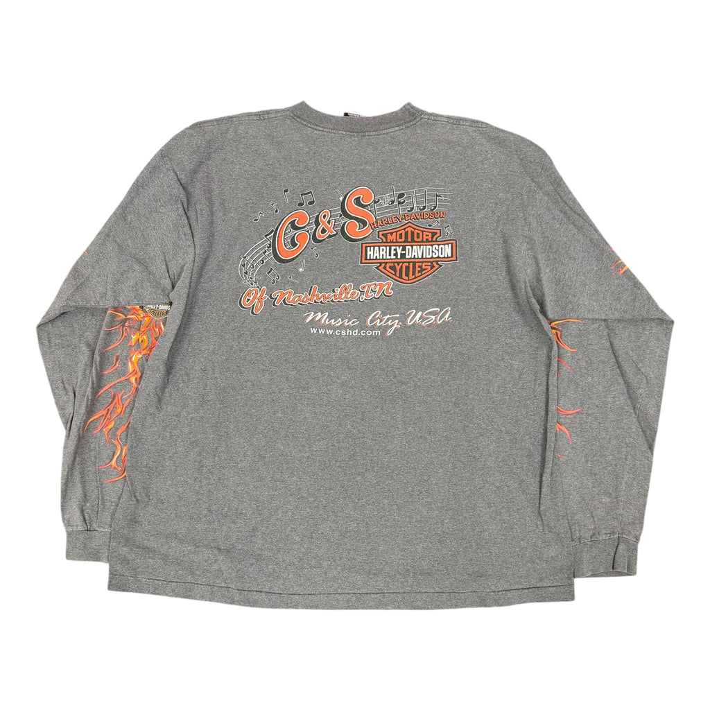 Dark Grey Harley Davidson Flame Longsleeve Shirt