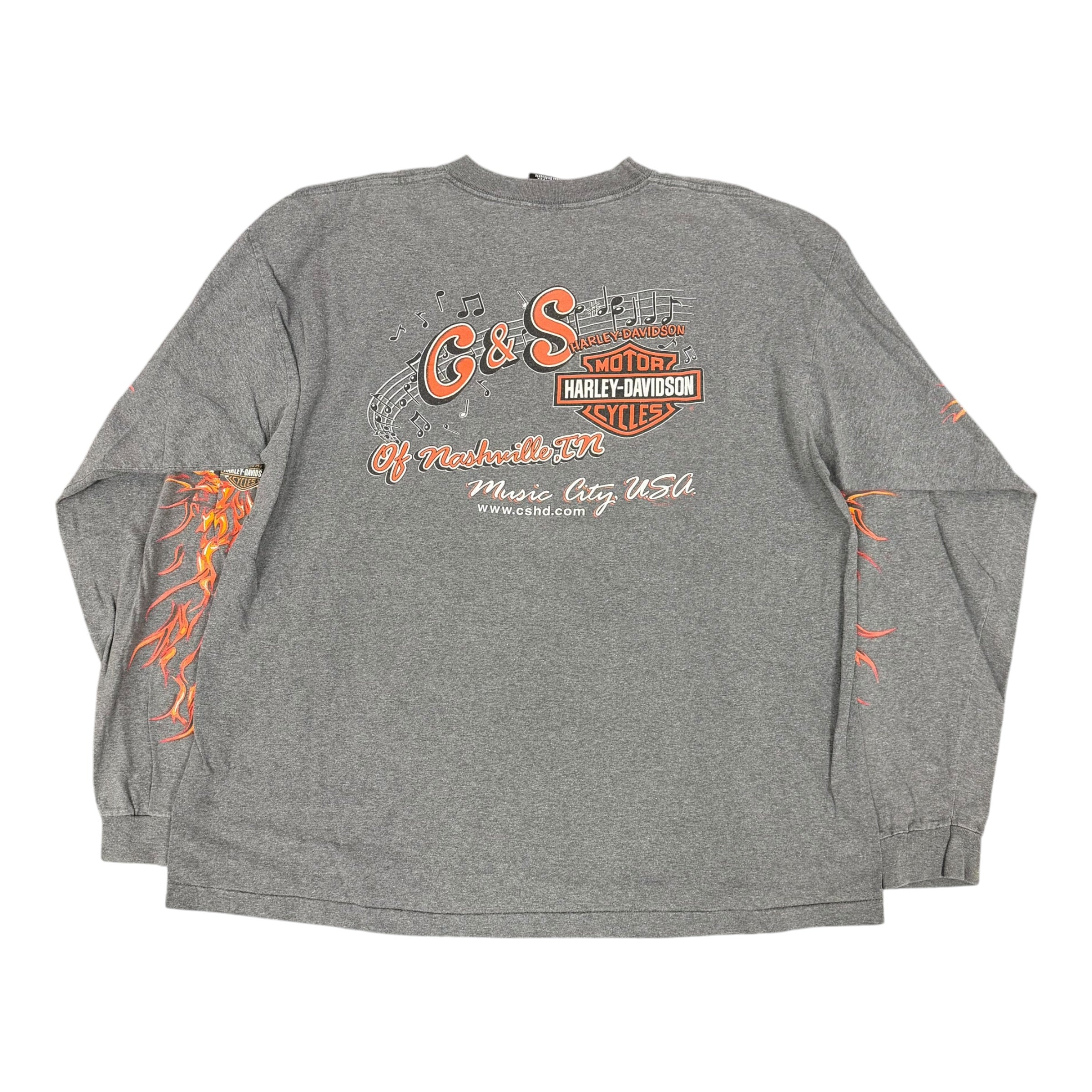 Dark Grey Harley Davidson Flame Longsleeve Shirt