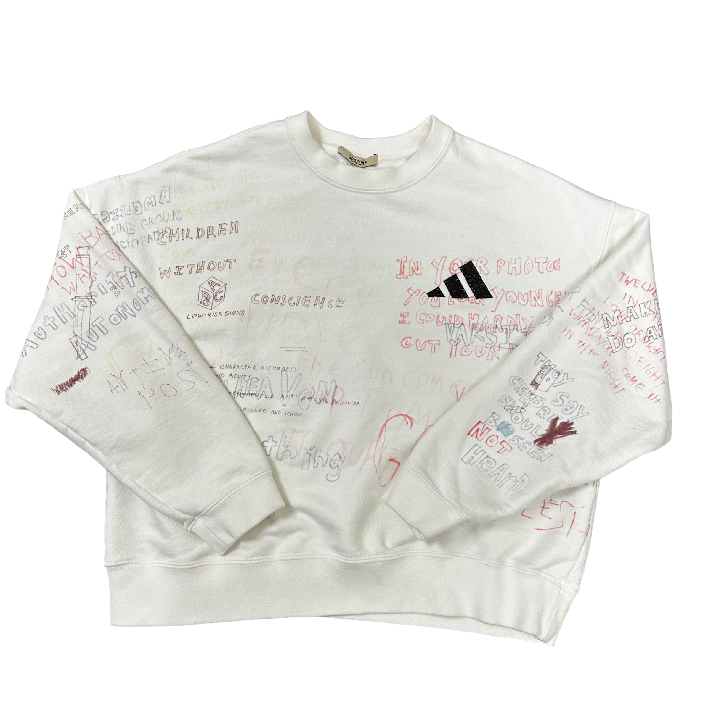 Adidas yeezy sweatshirt handwriting sale