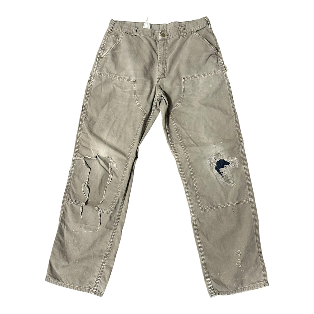 Vintage Carhartt Olive Green Distressed Double Knee(32x32)