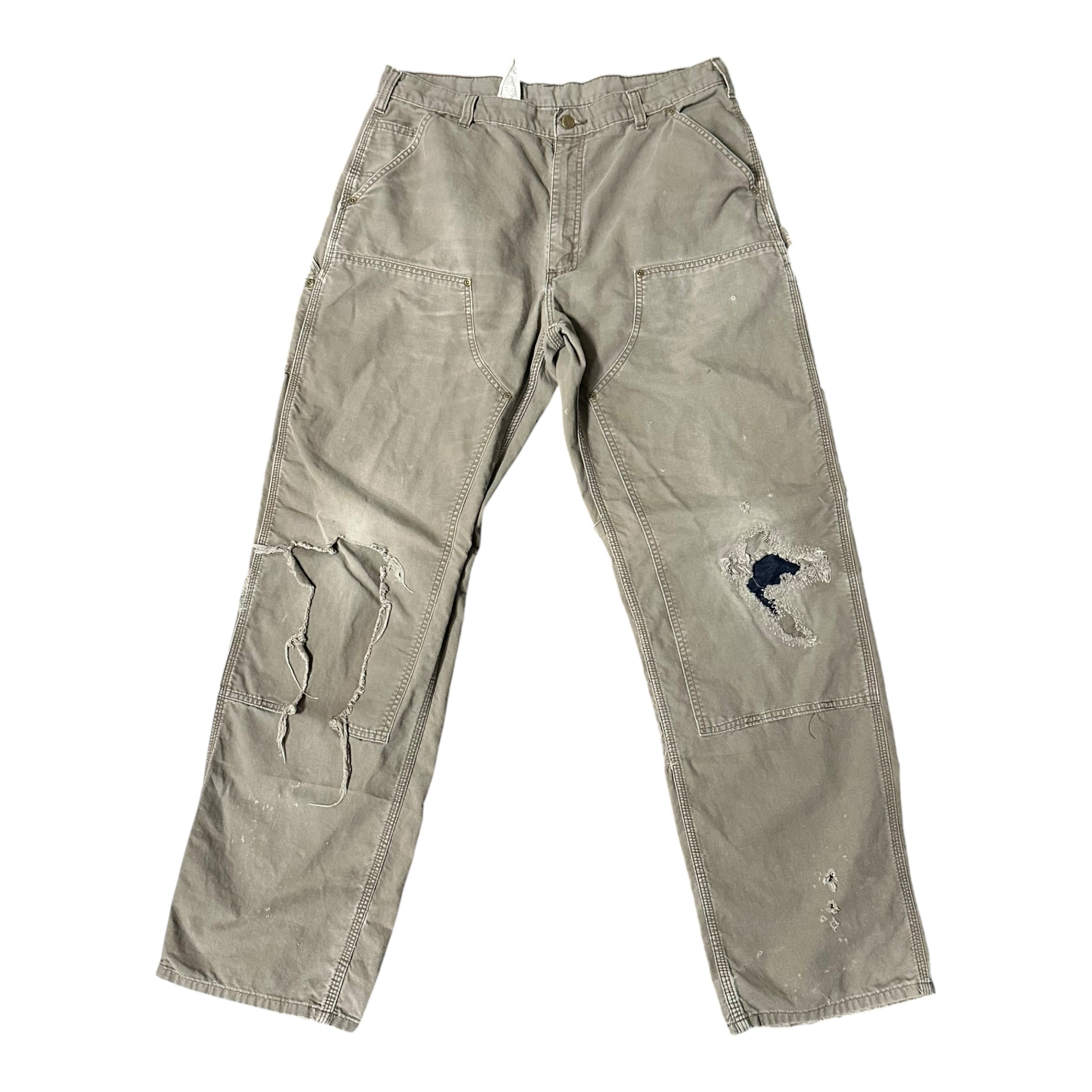 Vintage Carhartt Olive Green Distressed Double Knee(32x32)