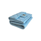 Chanel Caviar Quilted Double Flap Wallet Light Blue