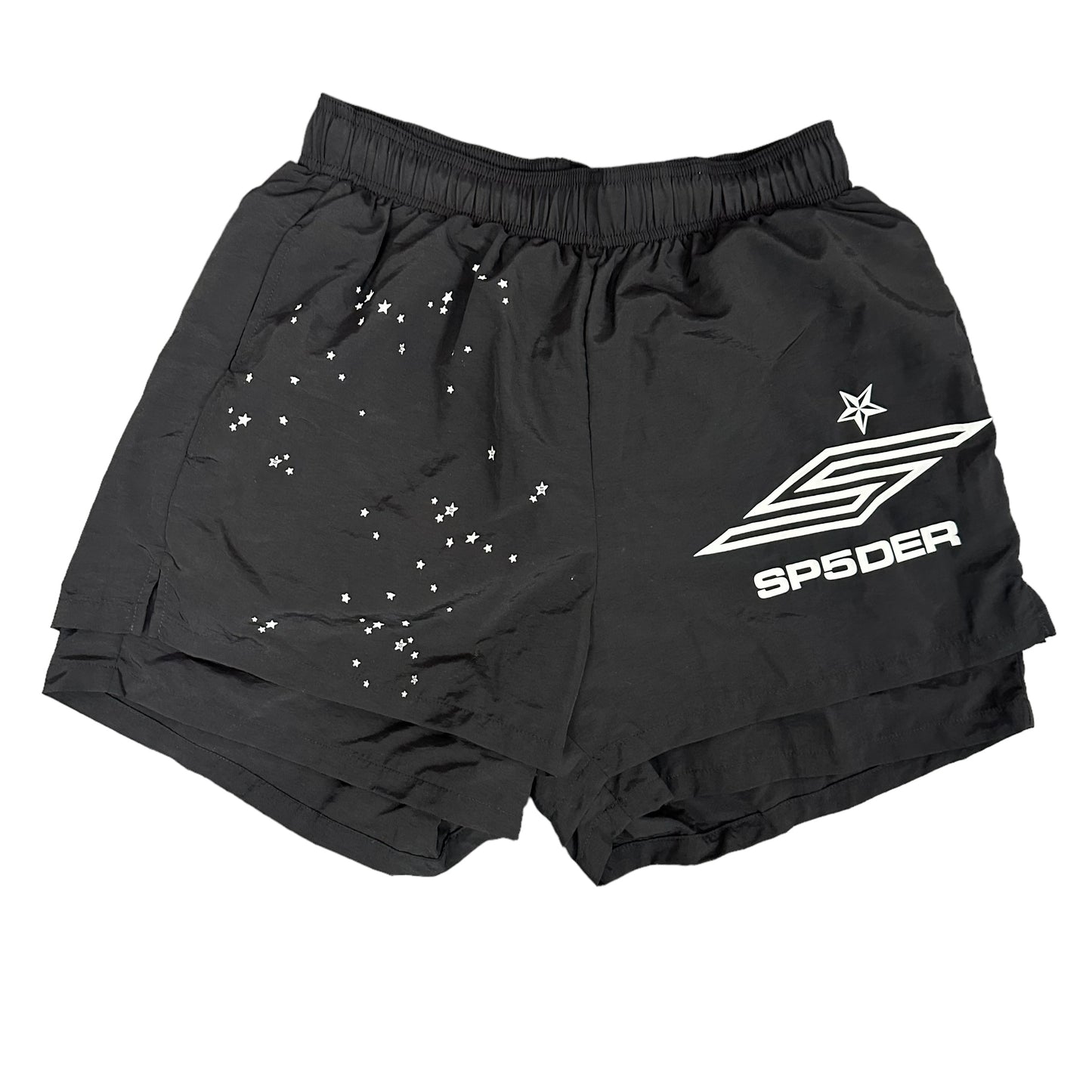 Sp5der Black Double Layer Shorts