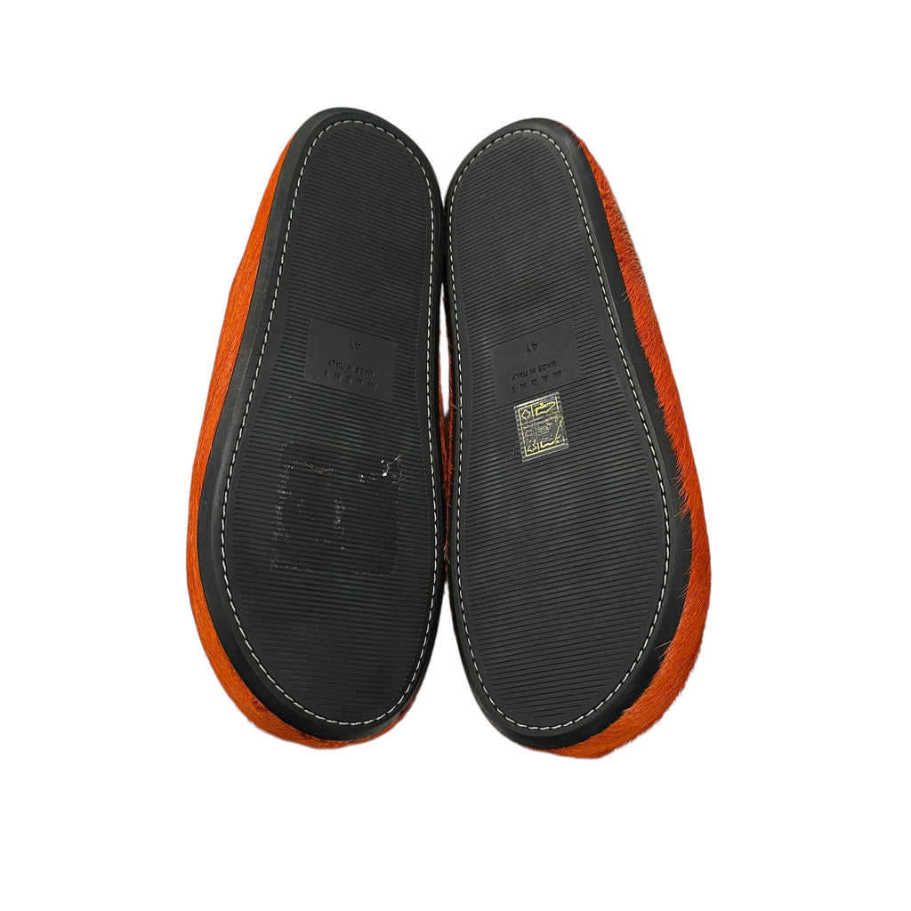 NEW Marni Orange Fur Mules