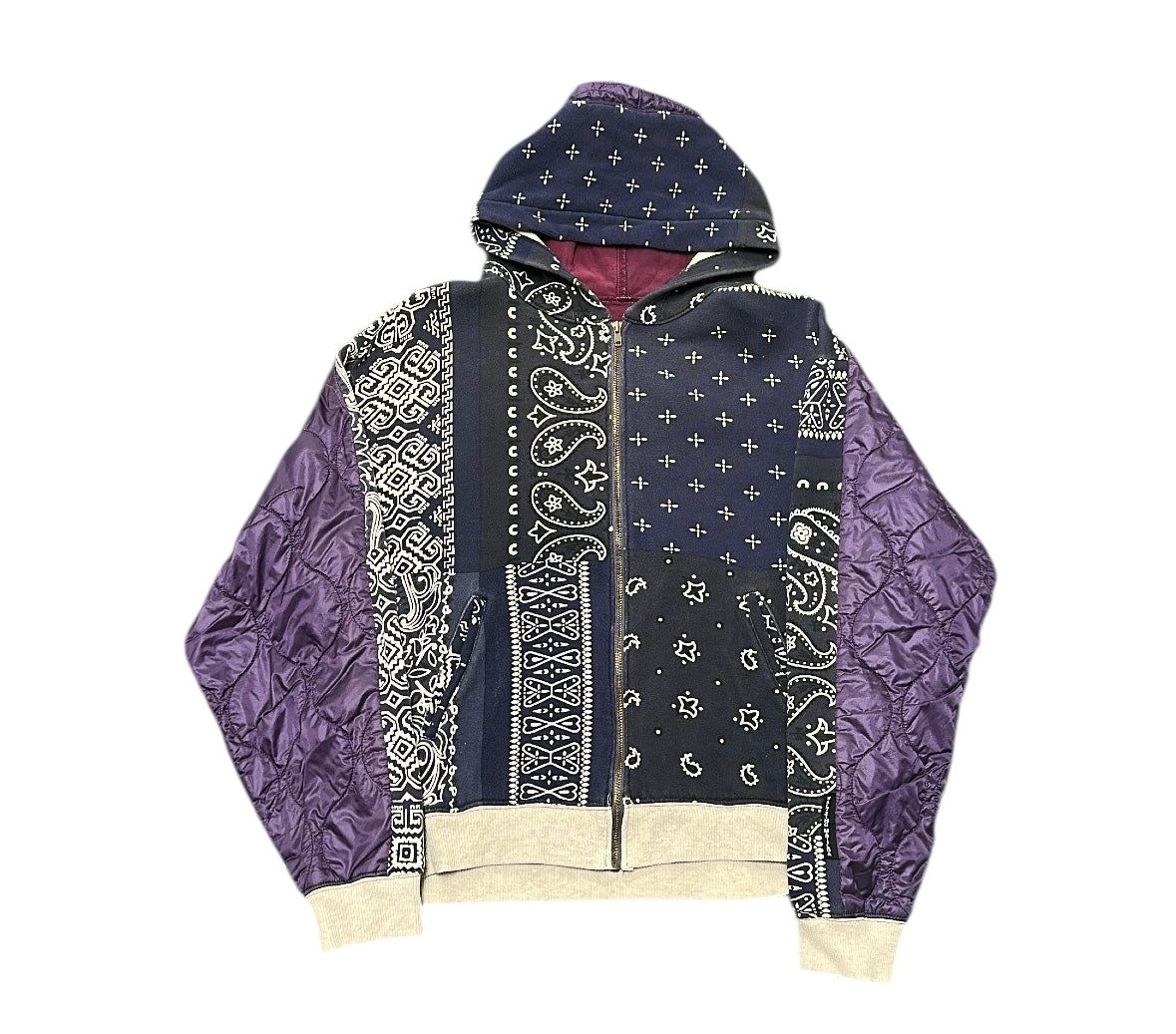 NEW Kapital Blue/Purple Paisley Zip Hoodie