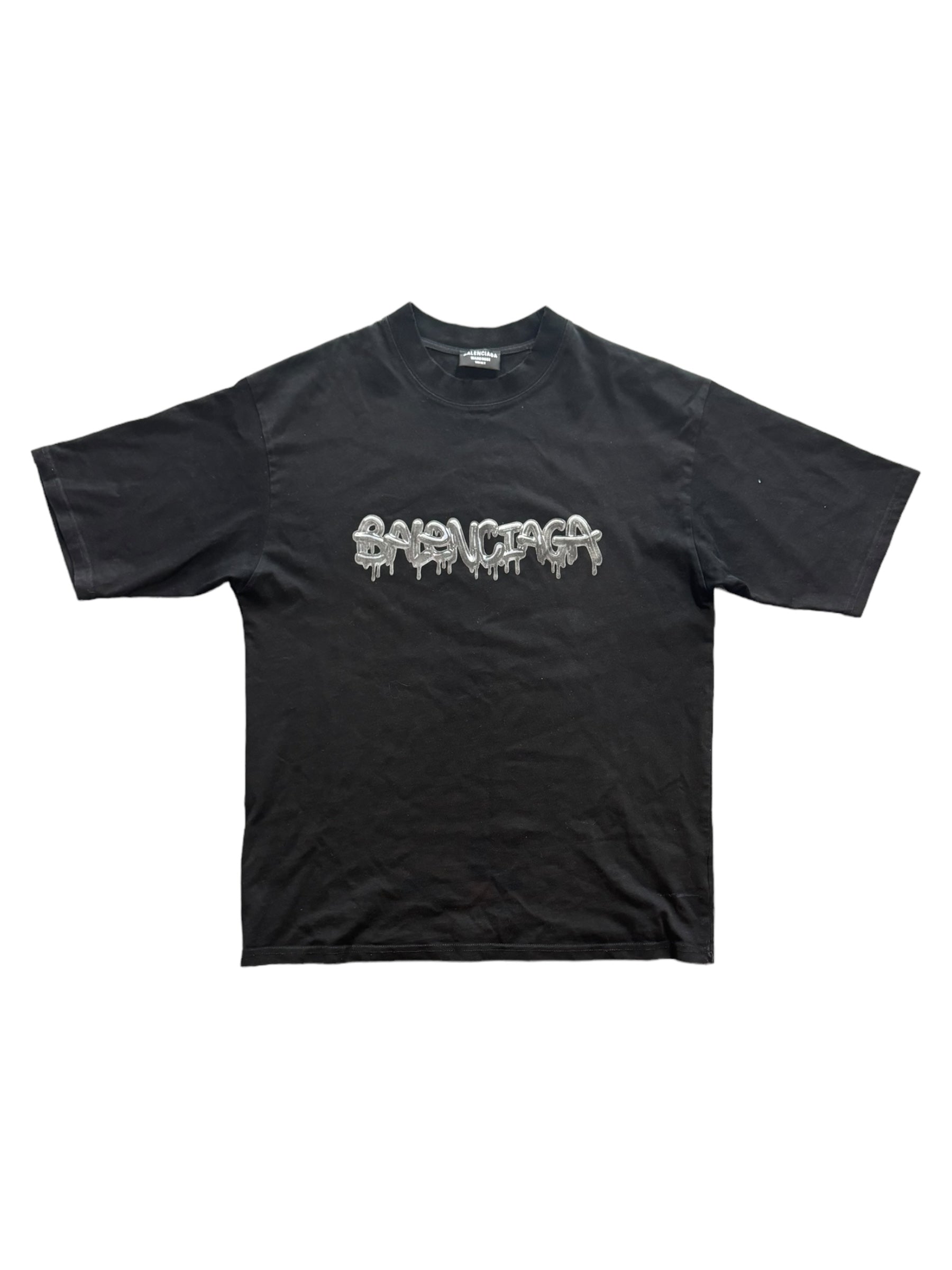 Black Balenciaga Slime Logo Tee