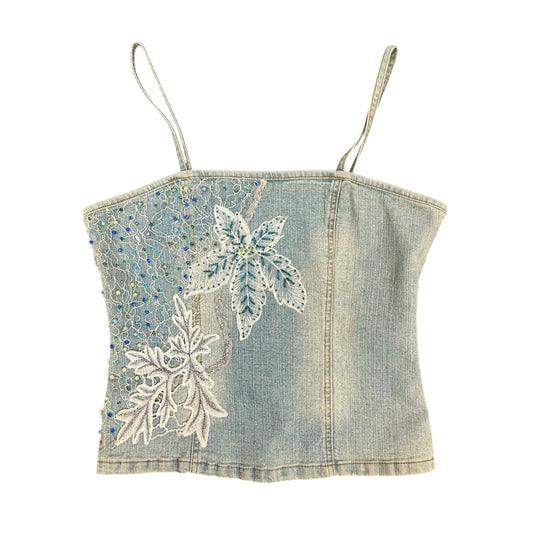 Simple Denim Beaded Top