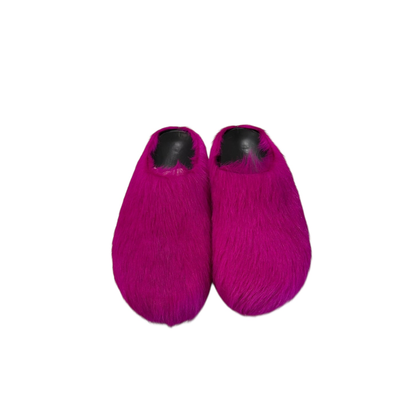 Marni Fuchsia Long Hair Calfskin Slides Purple
