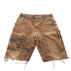 Carhartt Double Knee Carpenter Faded Brown Paint Splatter Shorts (36)